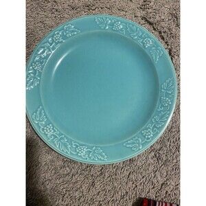 Vintage California Pottery Del Coronado Grape Vine Turquoise Large Plate